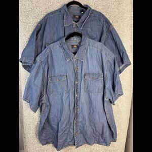 Vintage Route 66 Denim Shirt Mens 4X Blue Button Up Gorpcore Retro (set of 2)